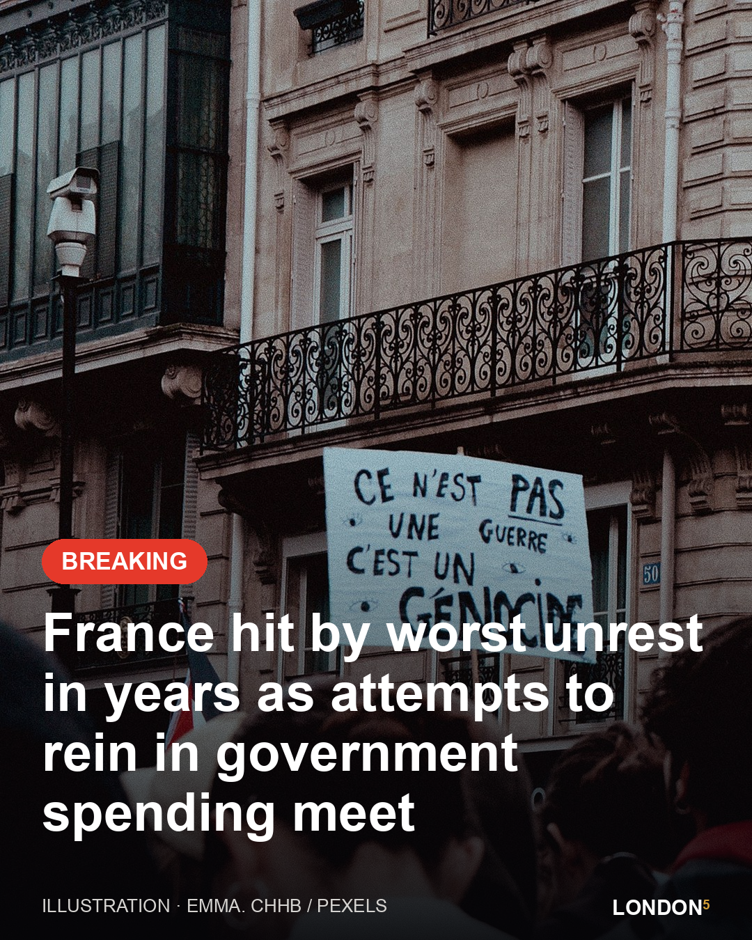 Illustration for: France hit by worst unrest in years as attempts to rein in government spending meet citizen ire