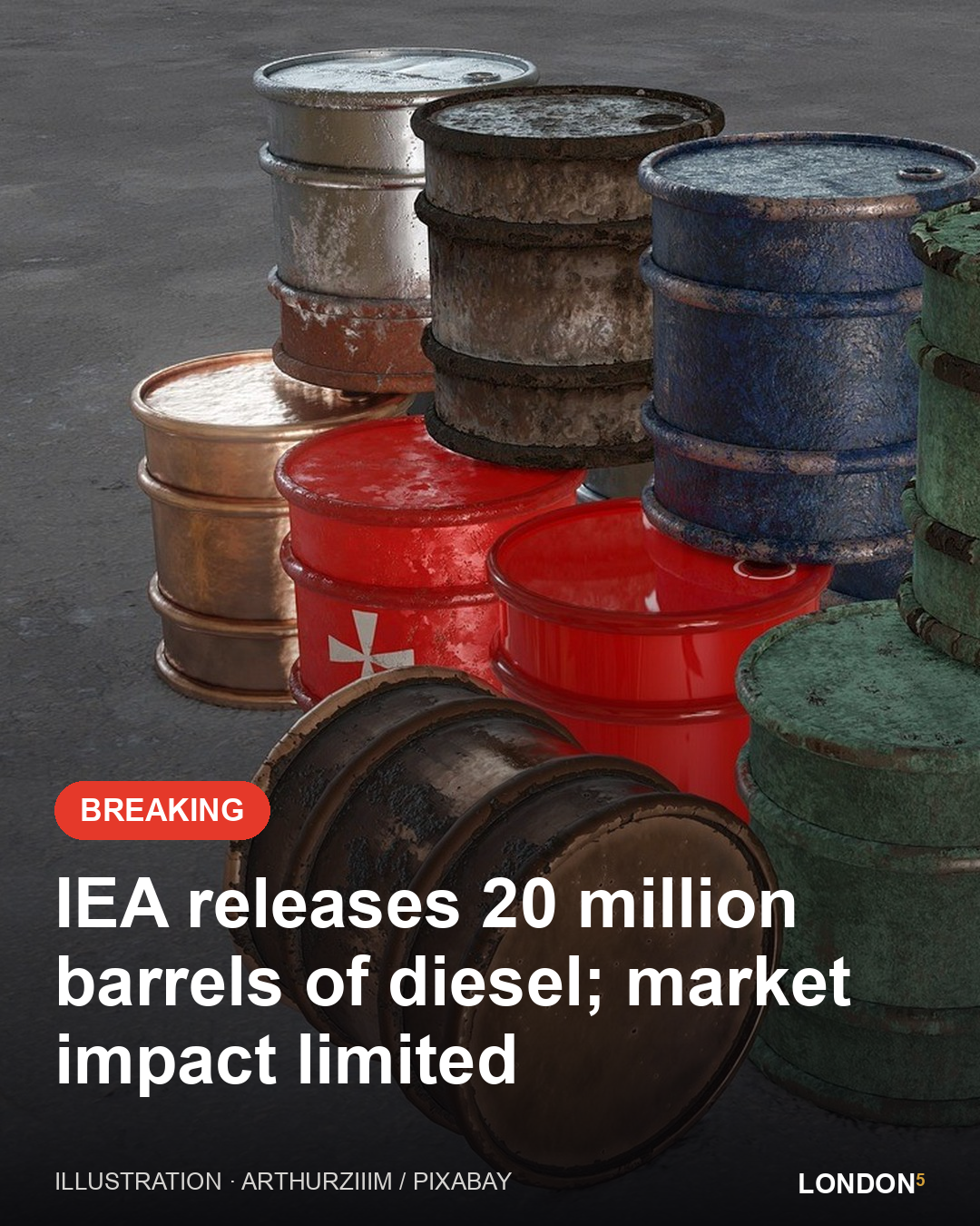 Illustration for: IEA releases 20 million barrels of diesel; market impact limited
