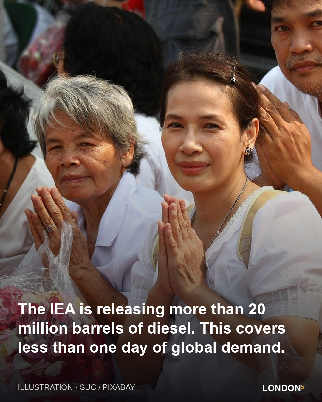 The IEA is releasing more than 20 million barrels of diesel. This covers less than one day of global demand.