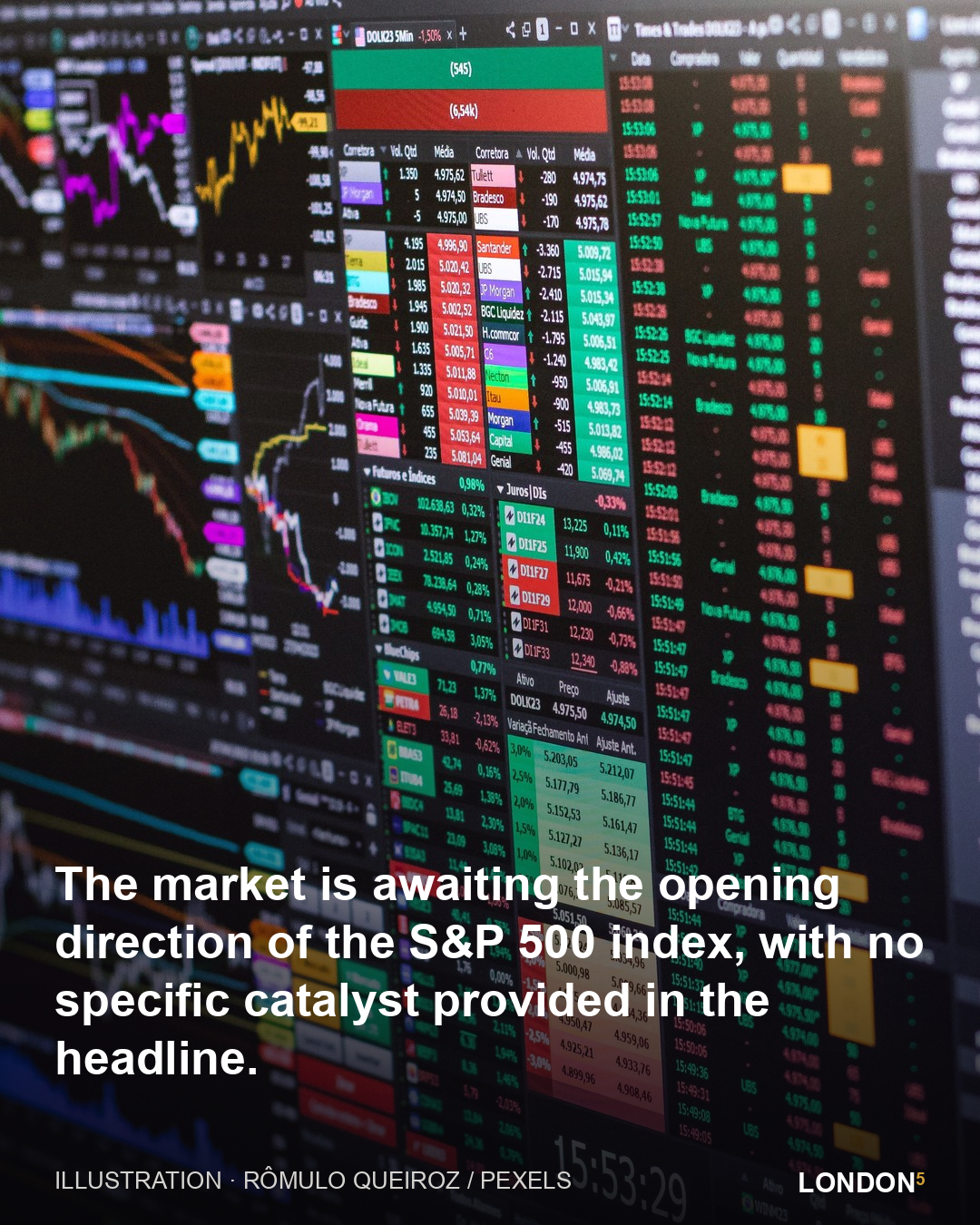The market is awaiting the opening direction of the S&P 500 index, with no specific catalyst provided in the headline.